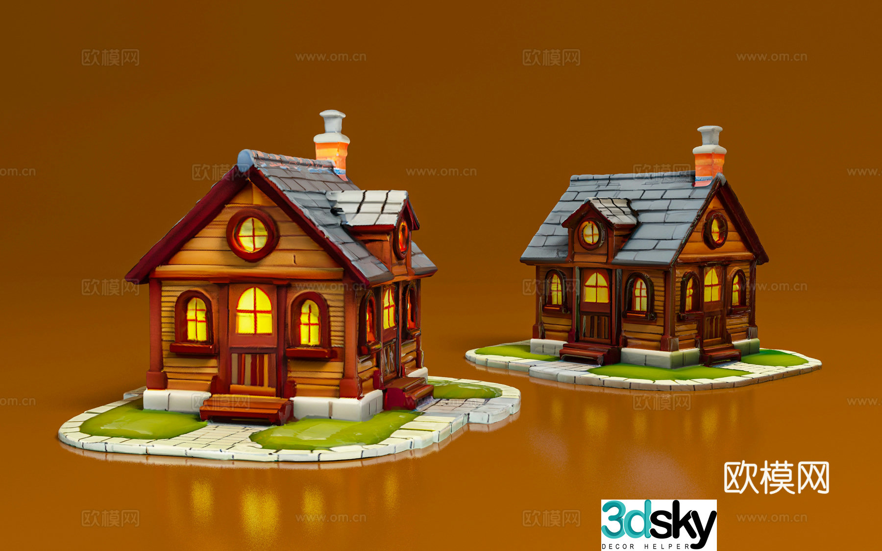 Small house Cartoon scene Ornament Decoration Print AI game Cartoon Beauty Chen 3D model
