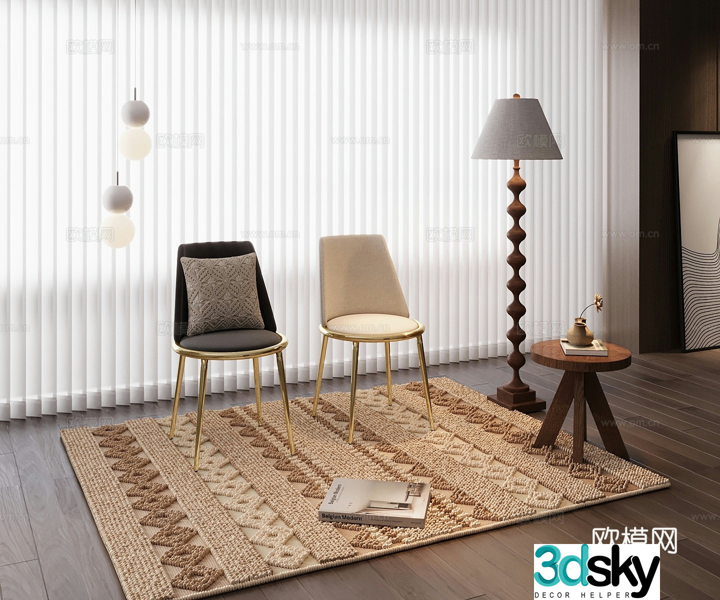 Light luxury single chair 3D model