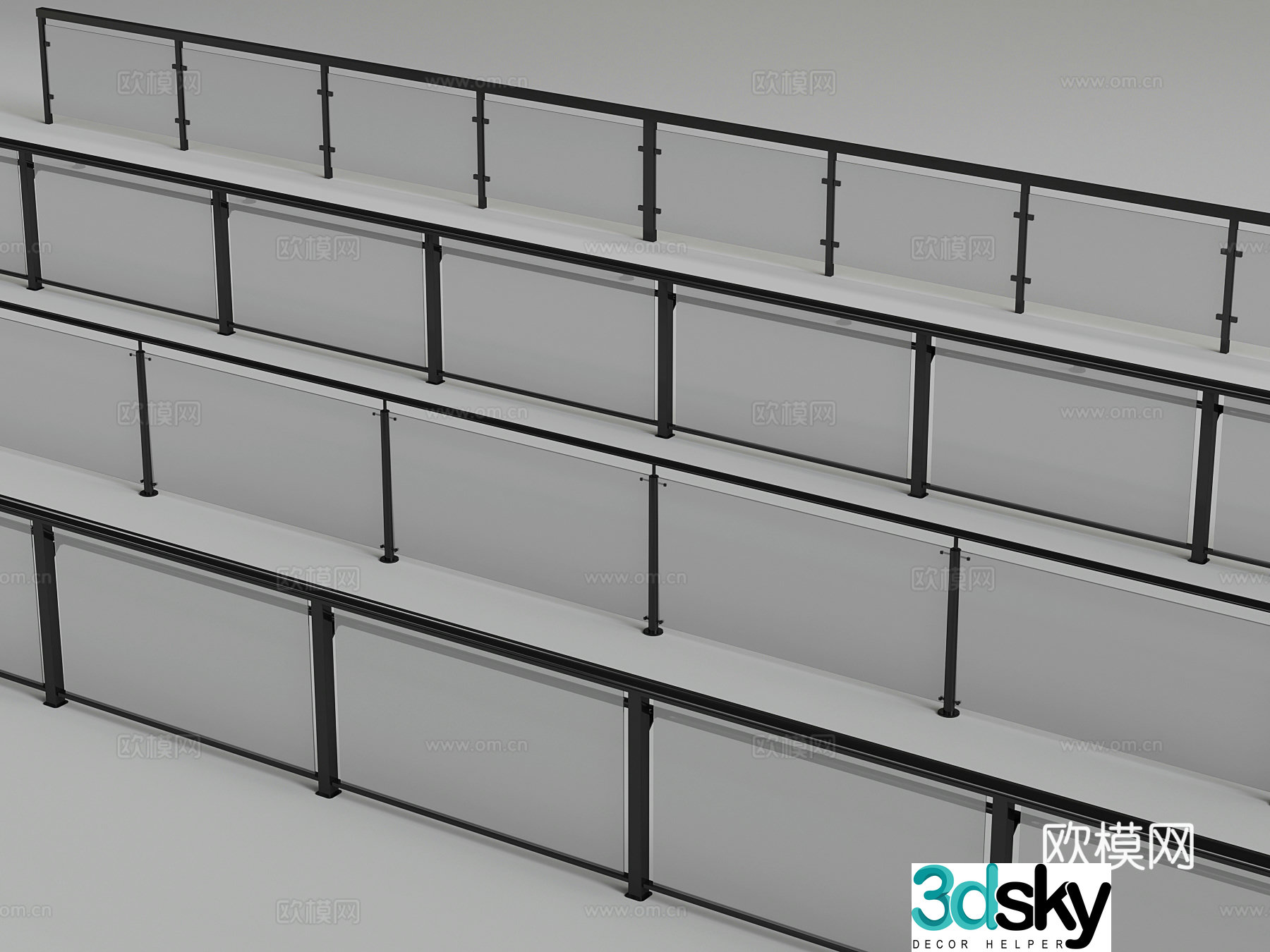 Modern railing 3d model