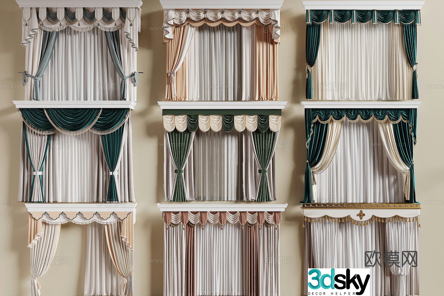 European curtain 3d model