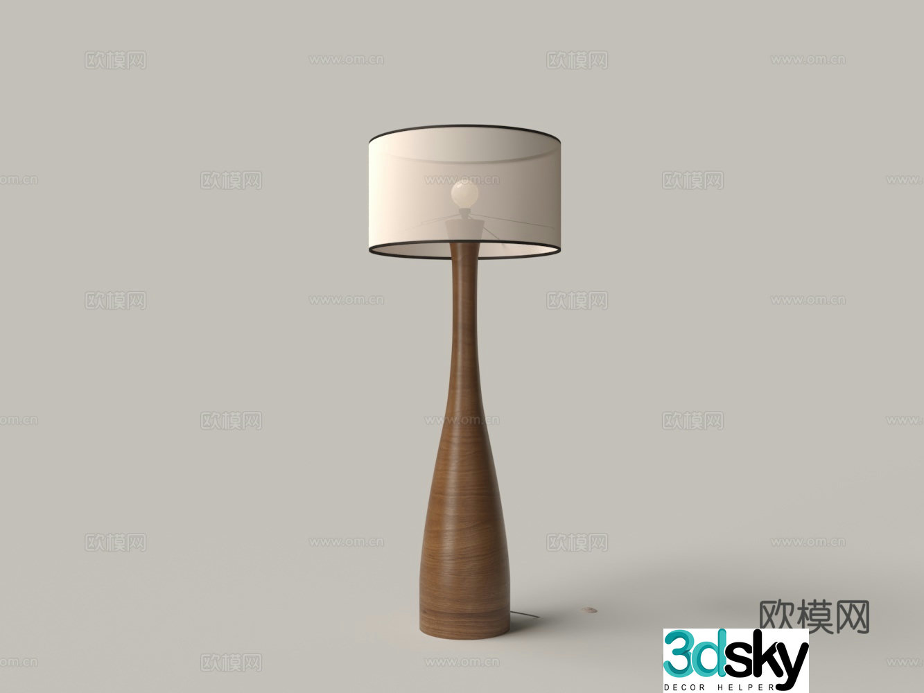 Modern solid wood not suitable for lampshade floor lamp 3D model