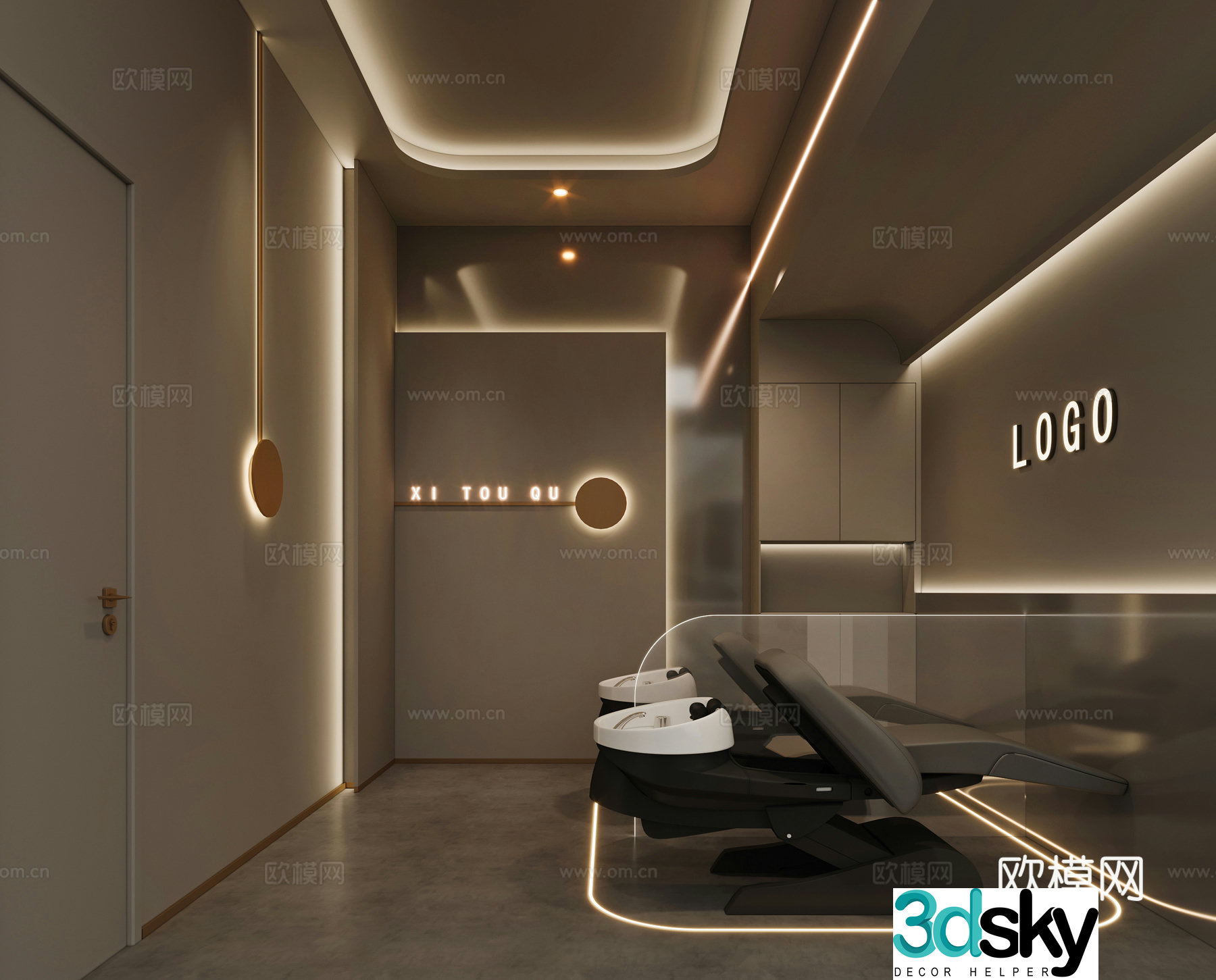 Modern barber shop 3d model