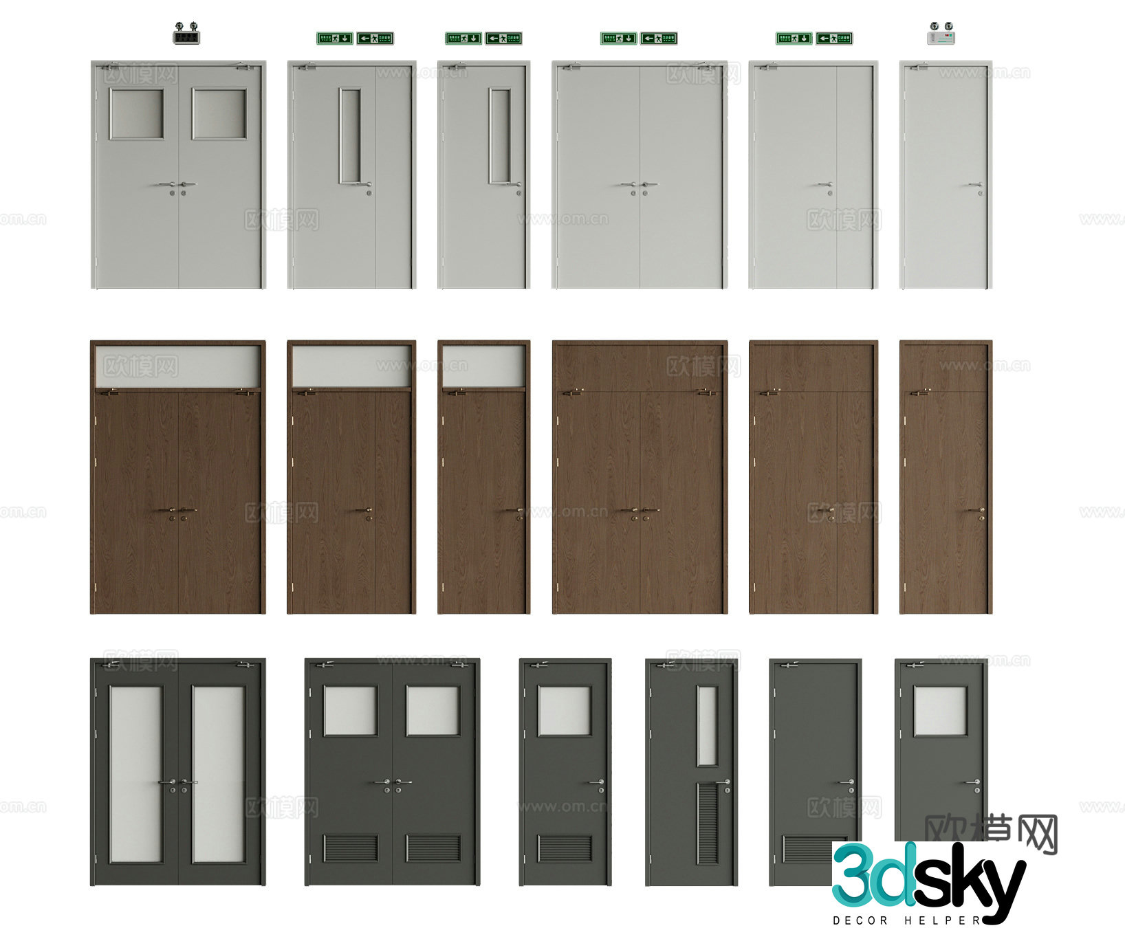 Modern fire door Fire door Double door 3D model