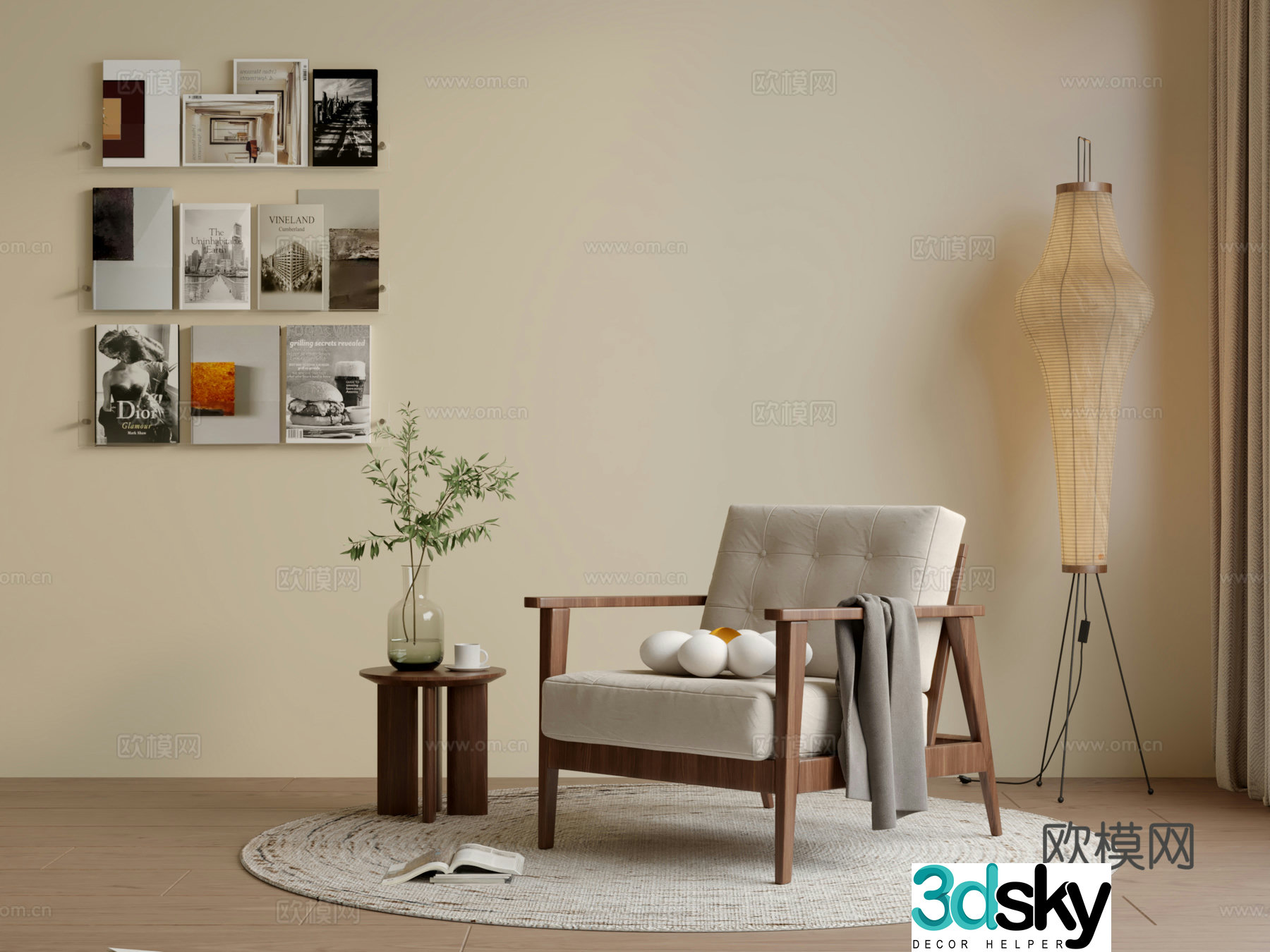 Medium style casual single chair 3D model