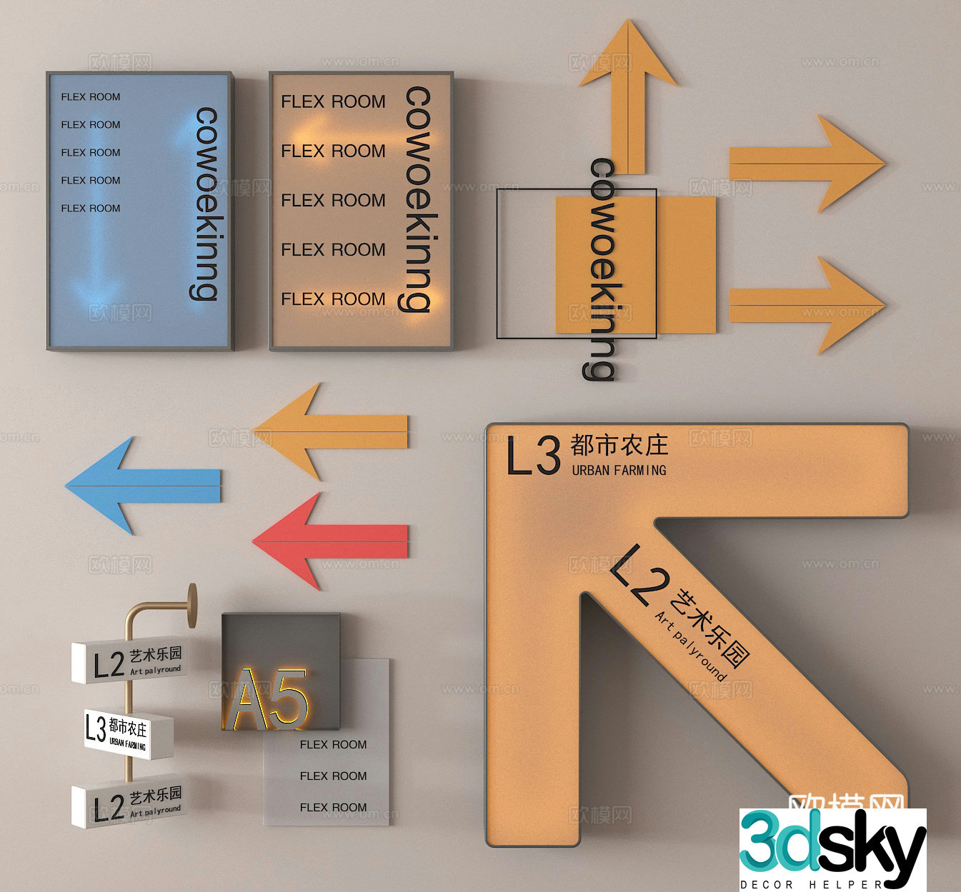 Advertising signs Signs Guide signs Guide signs 3D model