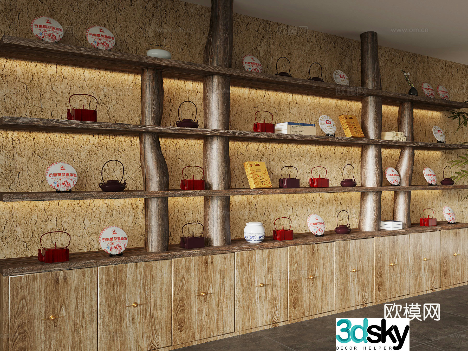 B&B Tea Cabinet Decoration Cabinet Showcase 3D Model