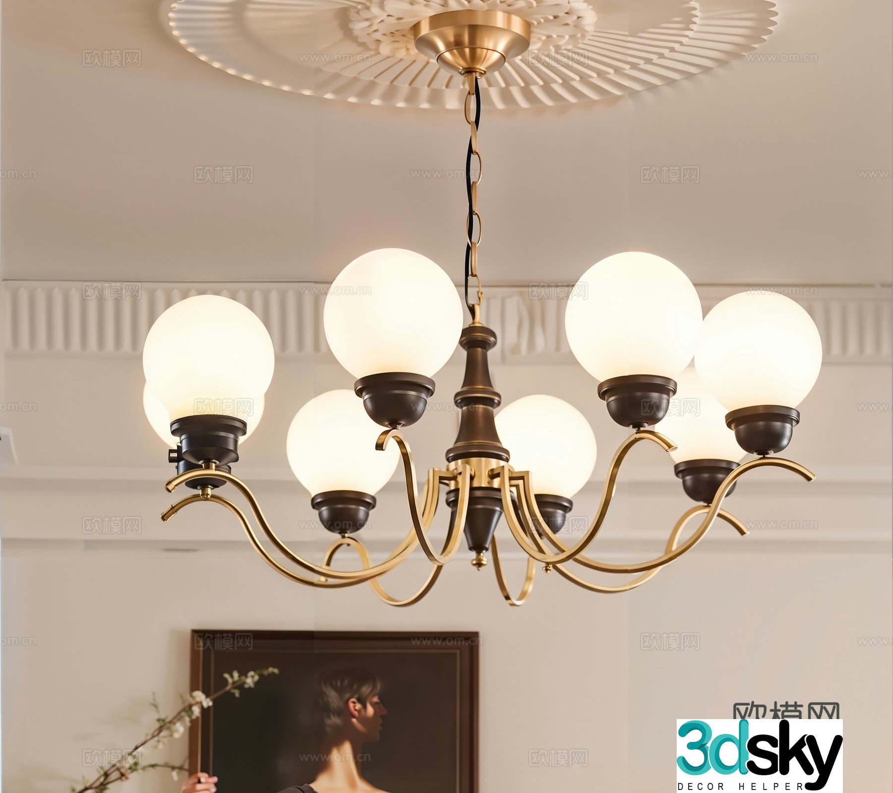 French chandeliers decorative lamp 3d model