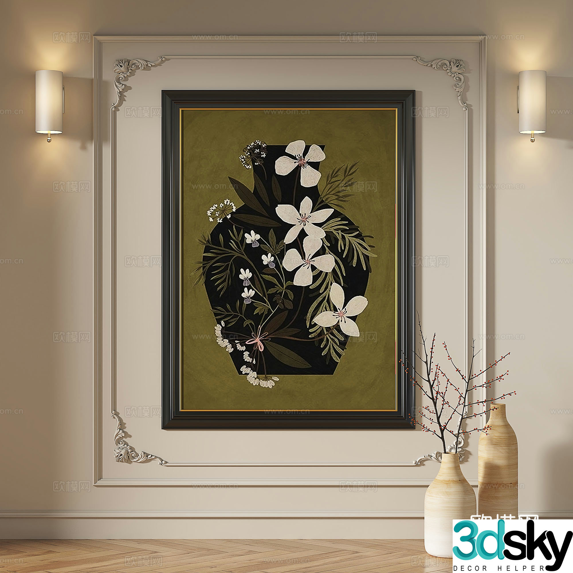 French retro medieval European classical abstract decorative painting 3d model