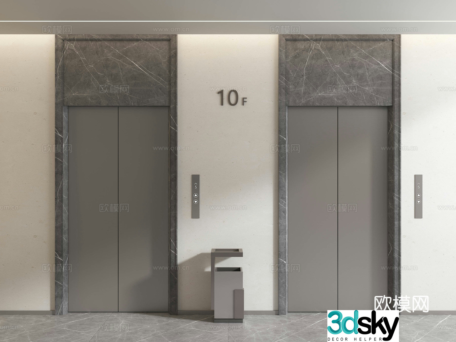 Elevator door Elevator elevator elevator lift lift button Trash can Stainless steel elevator 3D model