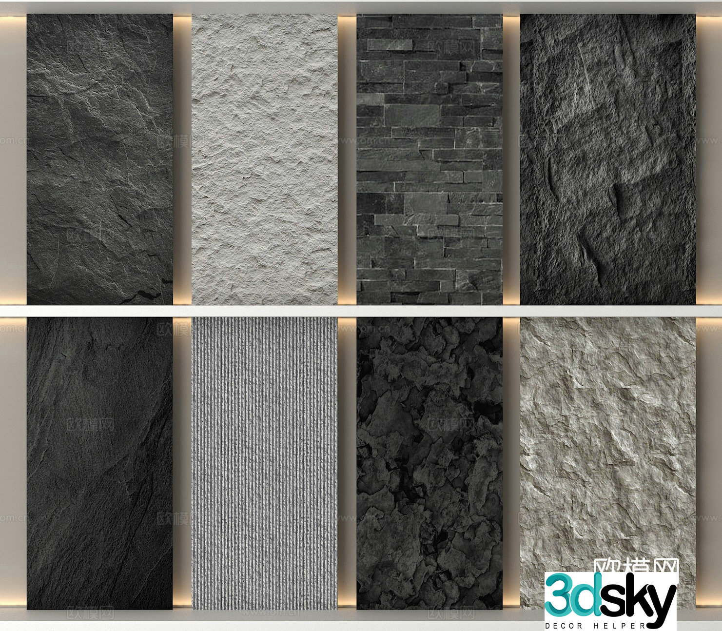 Stone marble stone wall panel terrazzo background wall 3d model