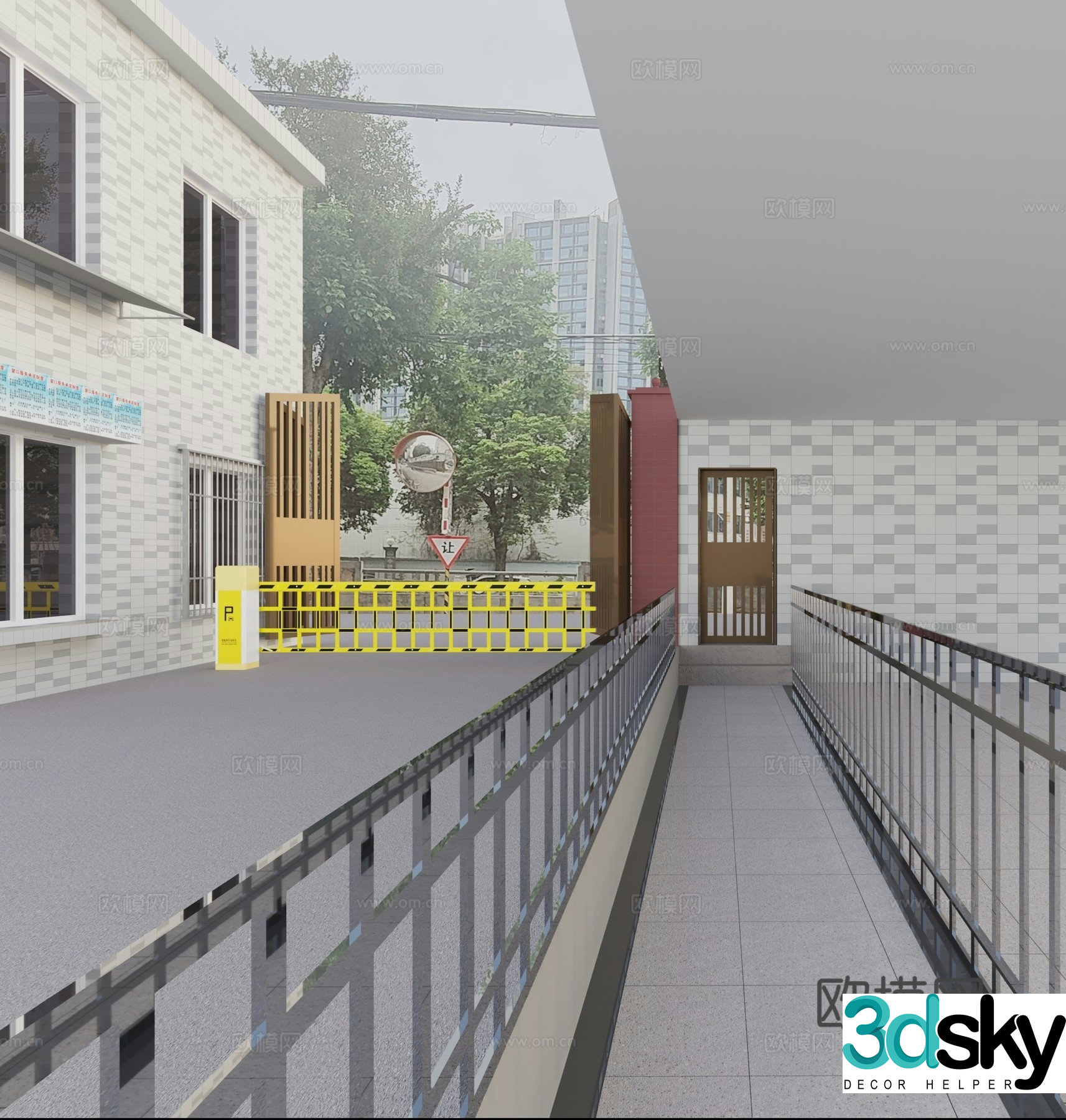 Modern aisle aisle outdoor corridor 3d model