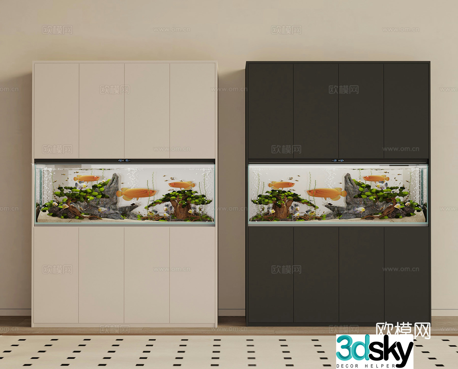 Modern fish tank 3d model