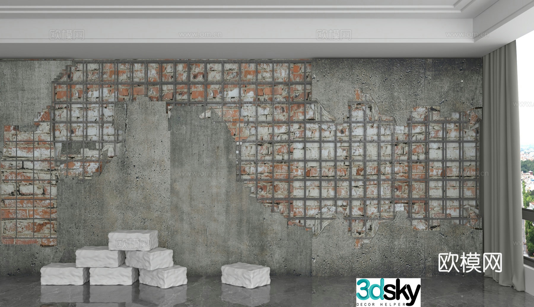 Modern background wall 3d model