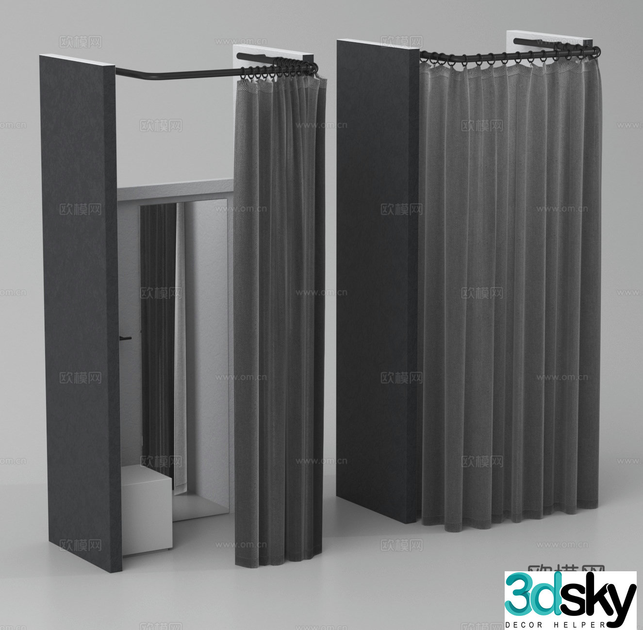 Clothing store changing room locker room fitting room 3d model