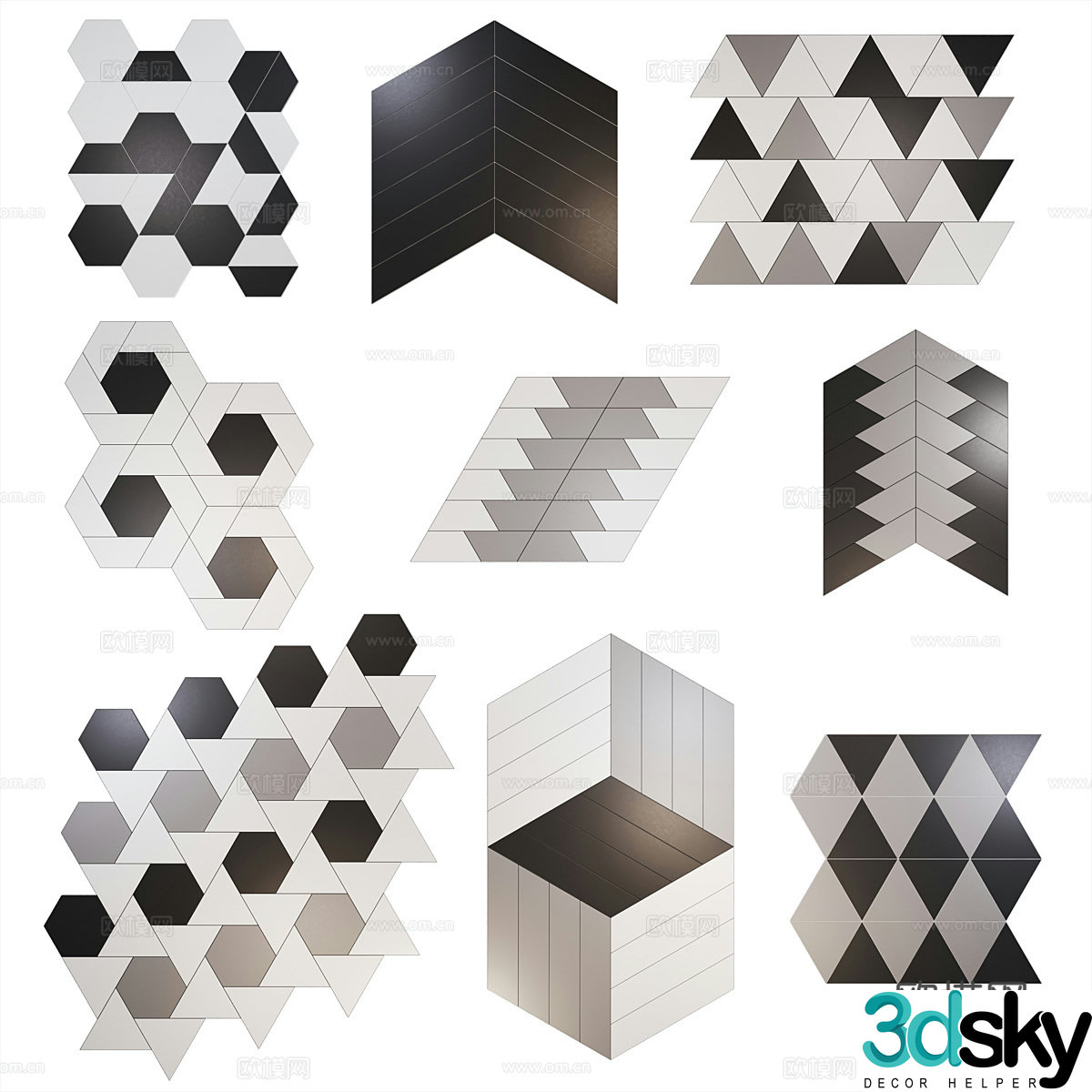 Modern Nordic mosaic tiles 3d model