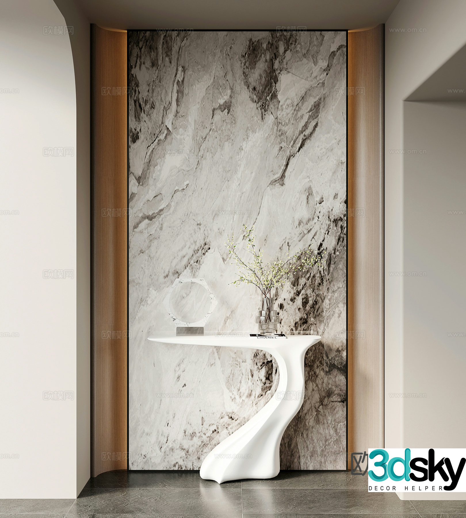 Modern simple entrance background end viewing platform 3D model