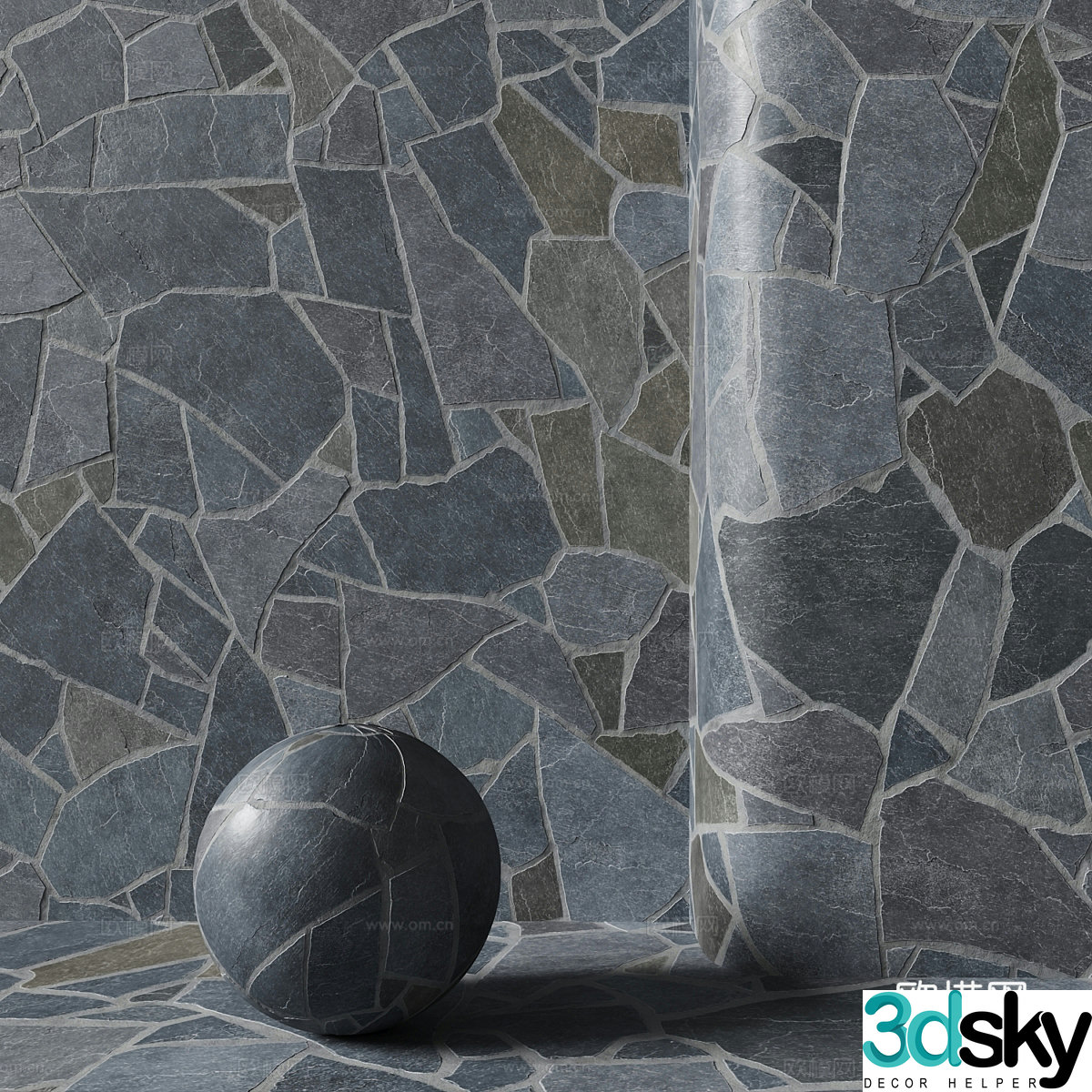 Stone bricks Stone wall Bluestone slab 3d model