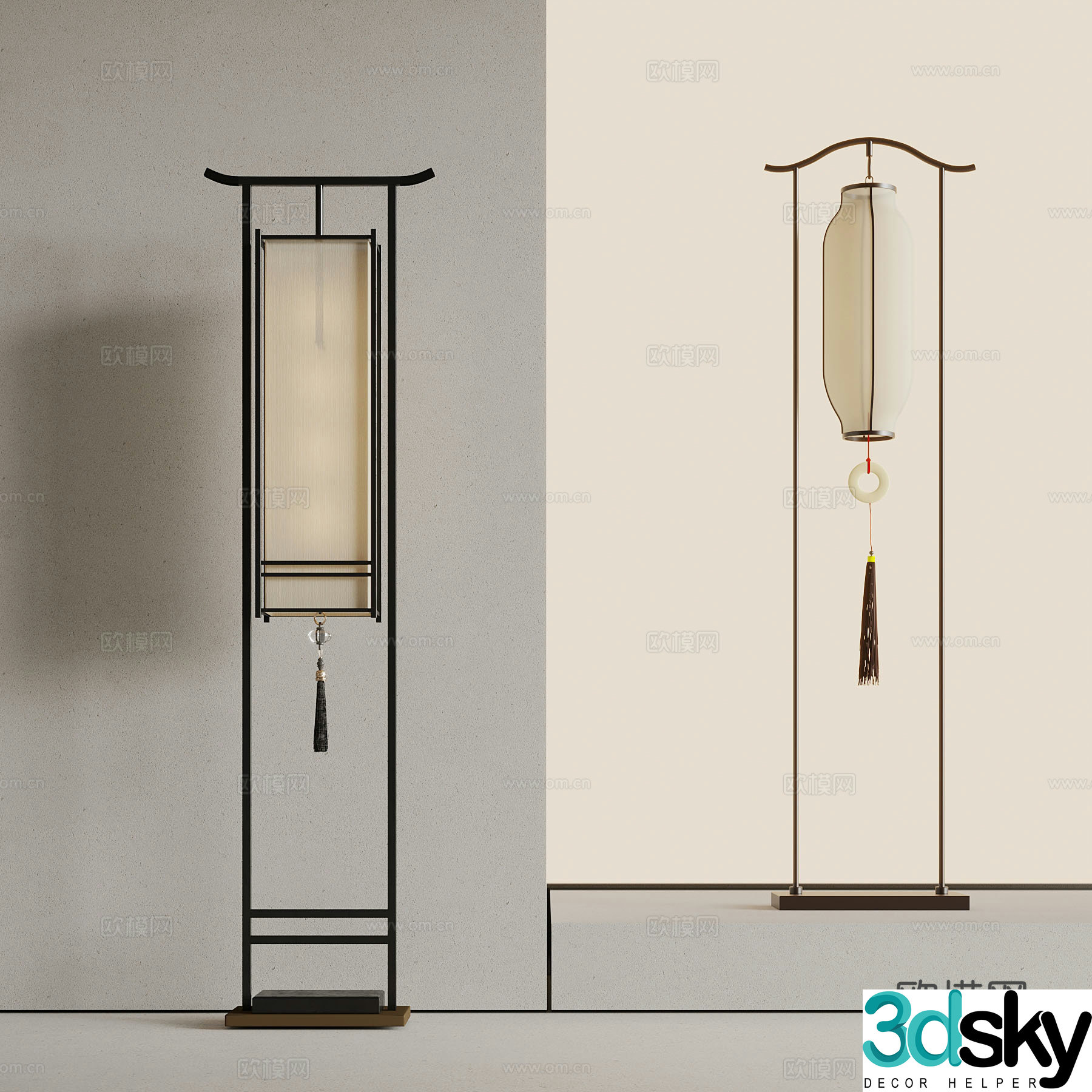 New Chinese floor lamp 3D model