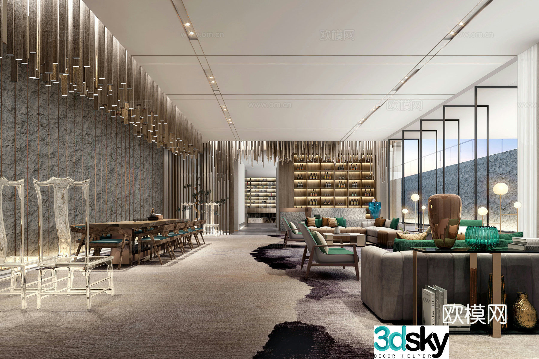 New Chinese negotiation water bar area 3D model