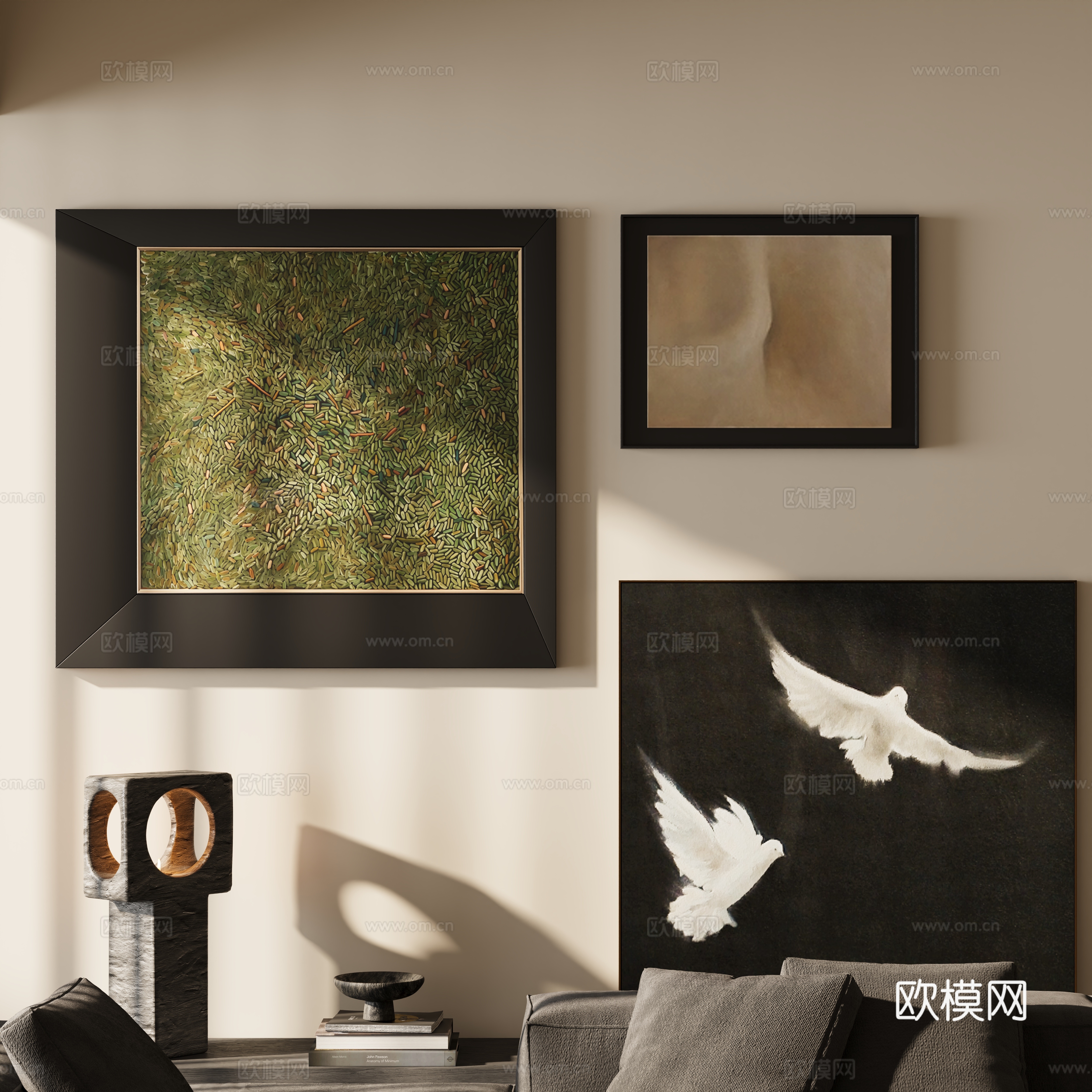 3D model of ancient decorative painting in modern art