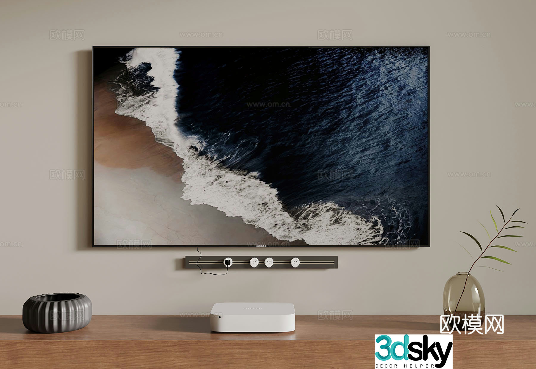 Modern wall-mounted TV smart TV 3d model