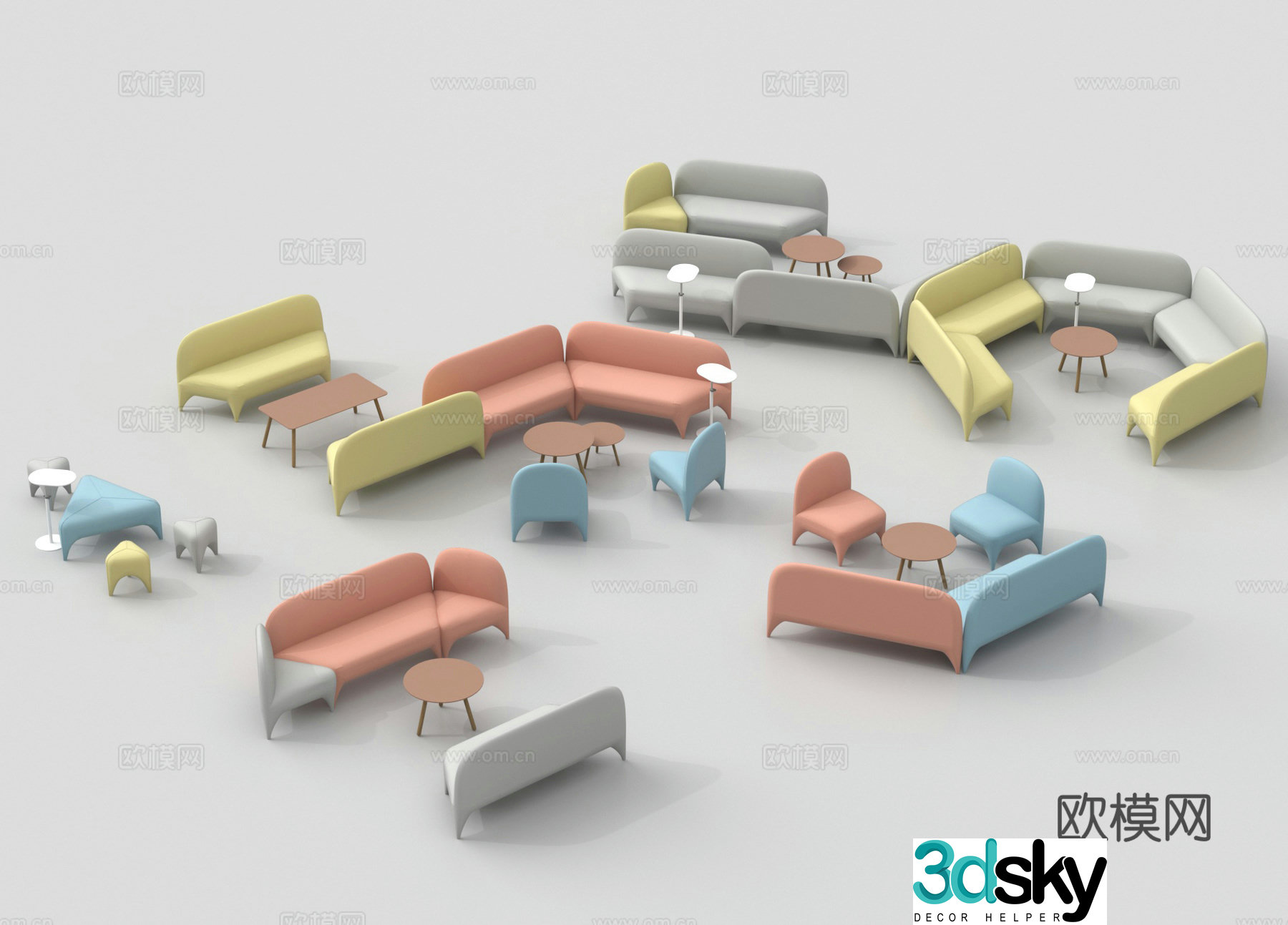 Dopamine Casual Sofa Office Sofa Public Sofa 3D Model