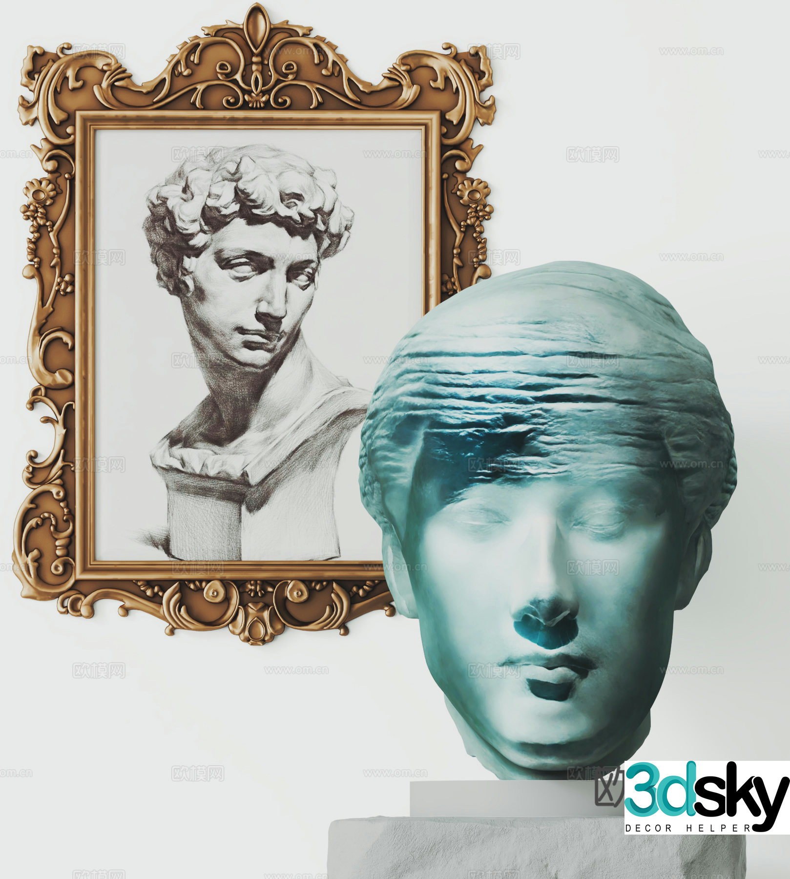 European plaster sculpture Portrait sculpture Art sculpture Installation ornaments Hanging painting 3D model