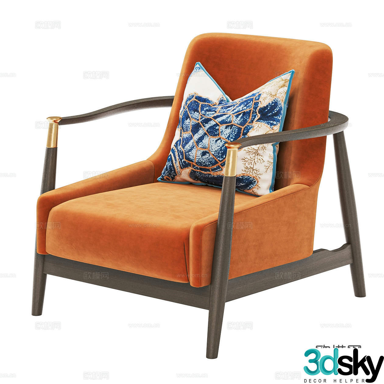 New Chinese style light luxury leisure chair 3D model