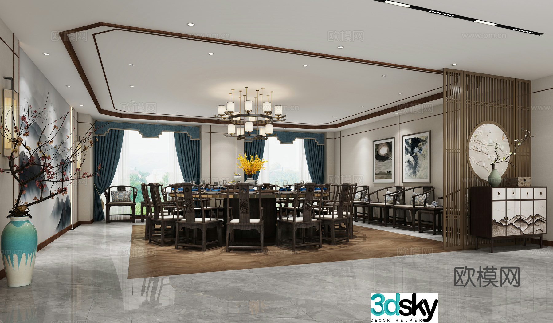New Chinese restaurant private room 3D model