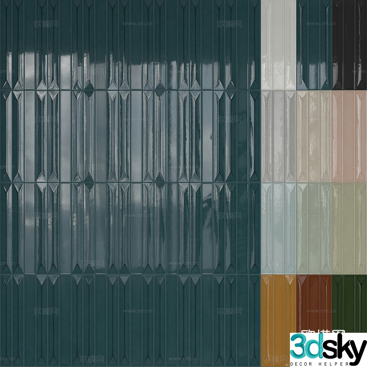 New Chinese style ceramic tiles flower tiles antique tiles 3d model