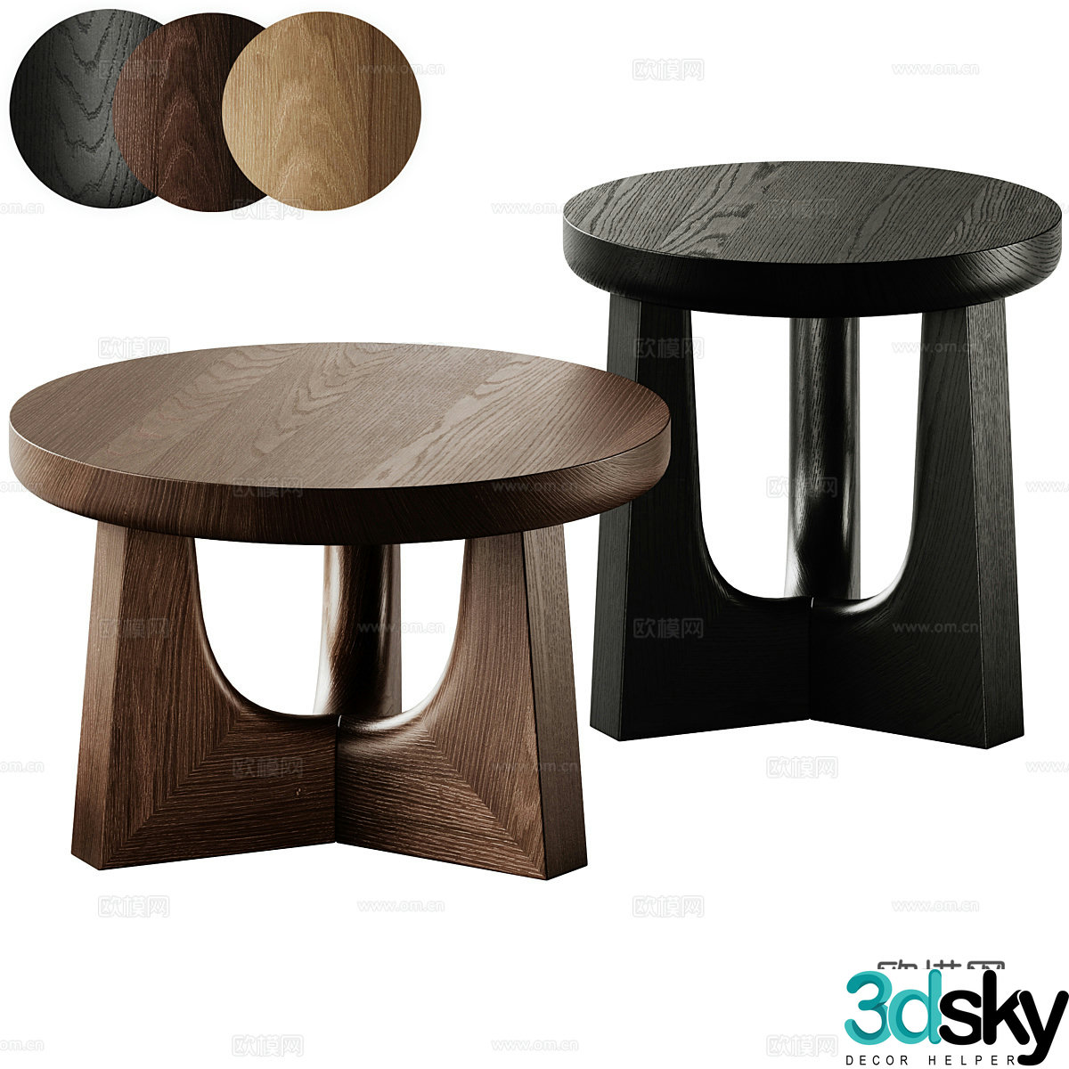 New Chinese Poliform Nara Wooden Coffee Table 3D Model