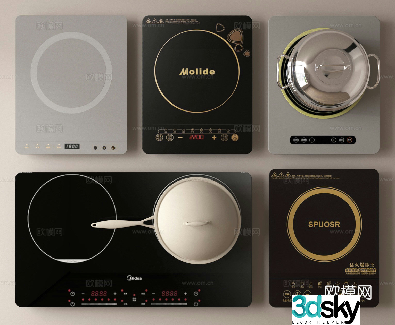 Induction cooker double stove induction cooker 3D model