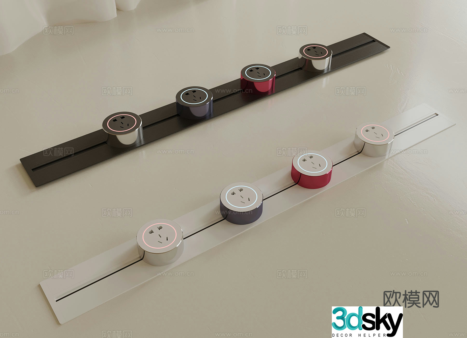 Modern multi-functional rail socket 3D model