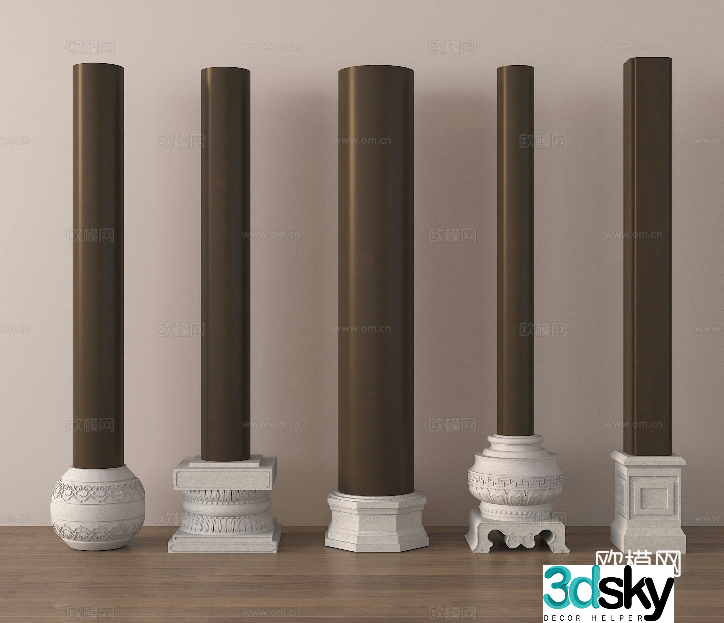 Column door column column foundation stone wooden column 3D model