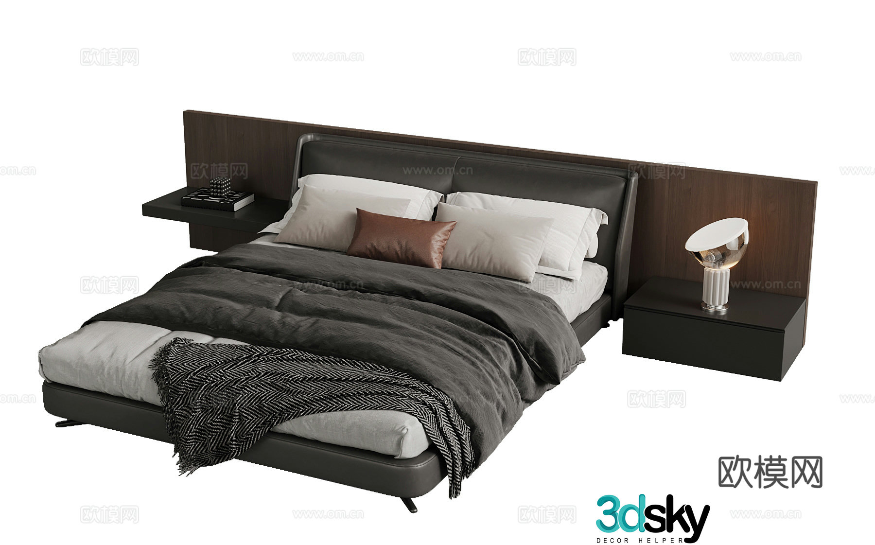 Modern Italian double bed 3d model