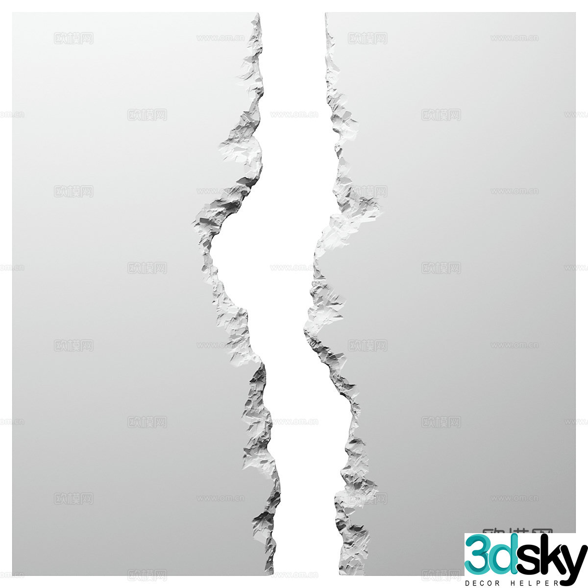Modern cracked wall decoration 3d model