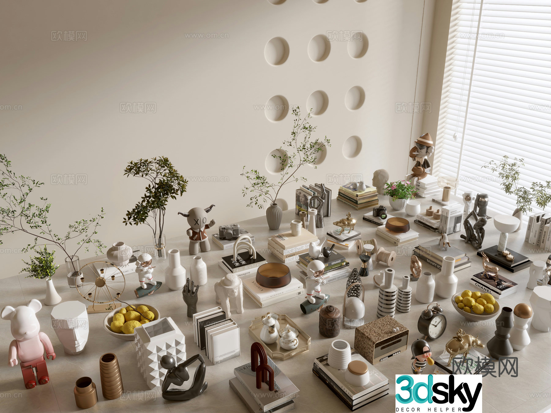 Modern ornament combination vase plants book sculpture ornament 3d model