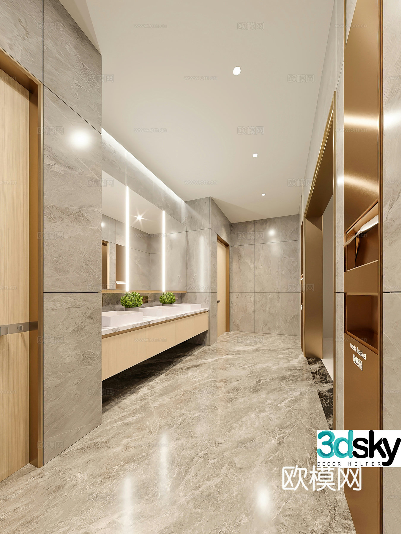 Public bathroom 3d model
