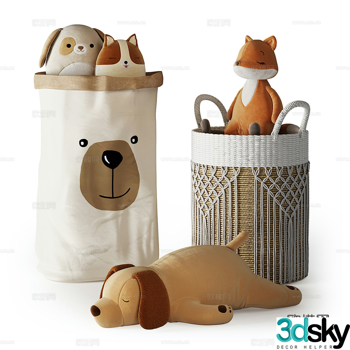 Modern cream style plush toy 3d model
