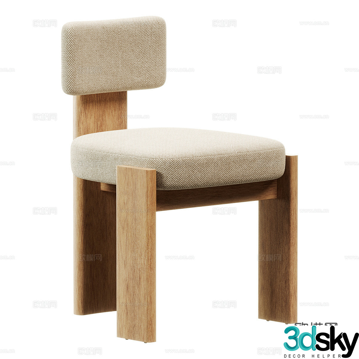 New Chinese style Wasabi Otto dining chair 3D model