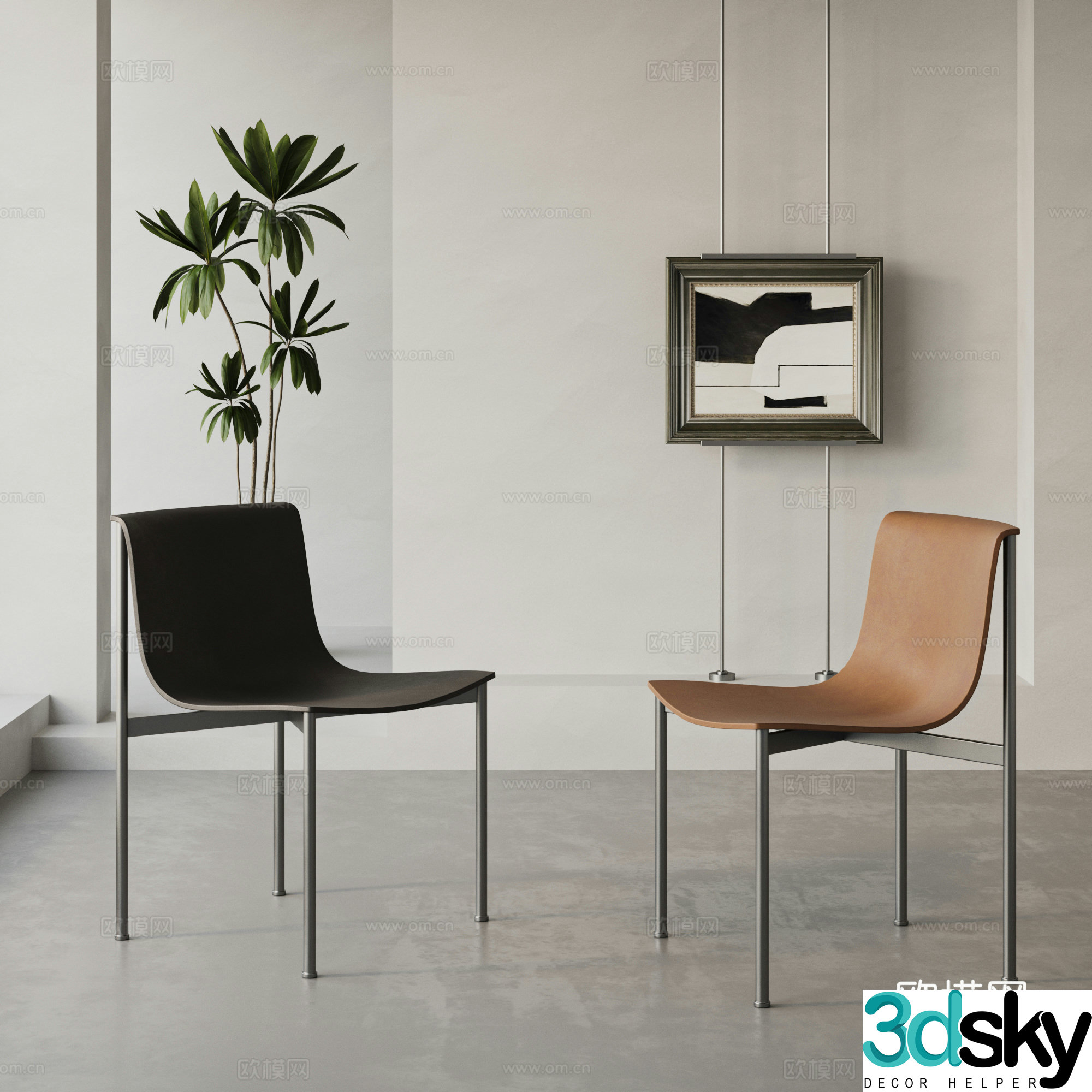 Modern dining chair combination 3D model
