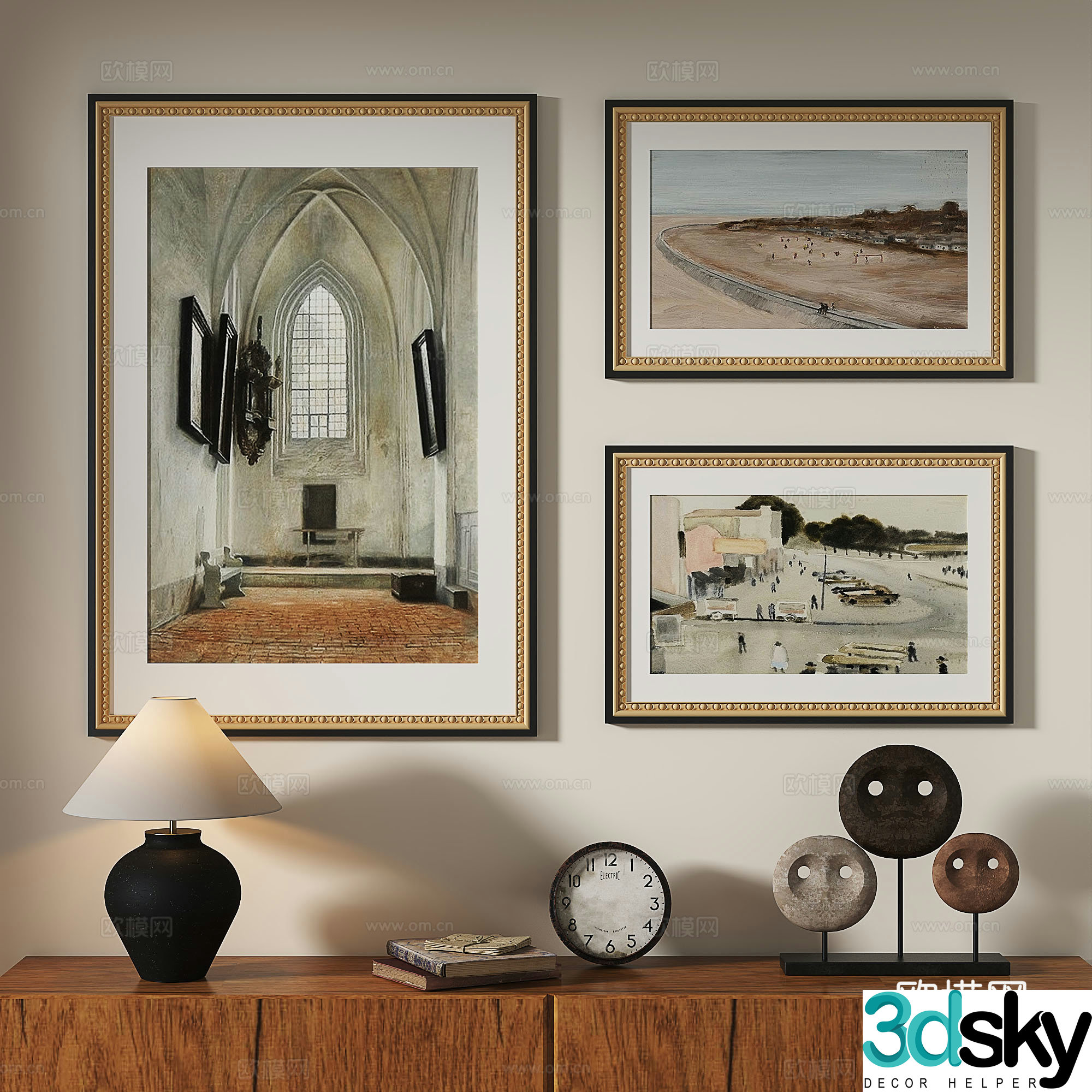French retro abstract classical oil painting modern abstract decorative painting 3d model
