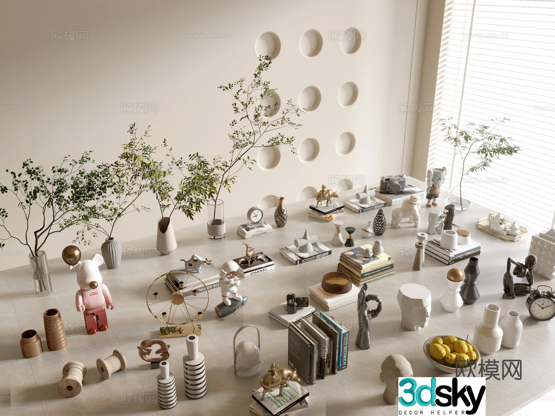 Modern ornament combination vase plants book sculpture ornament 3d model