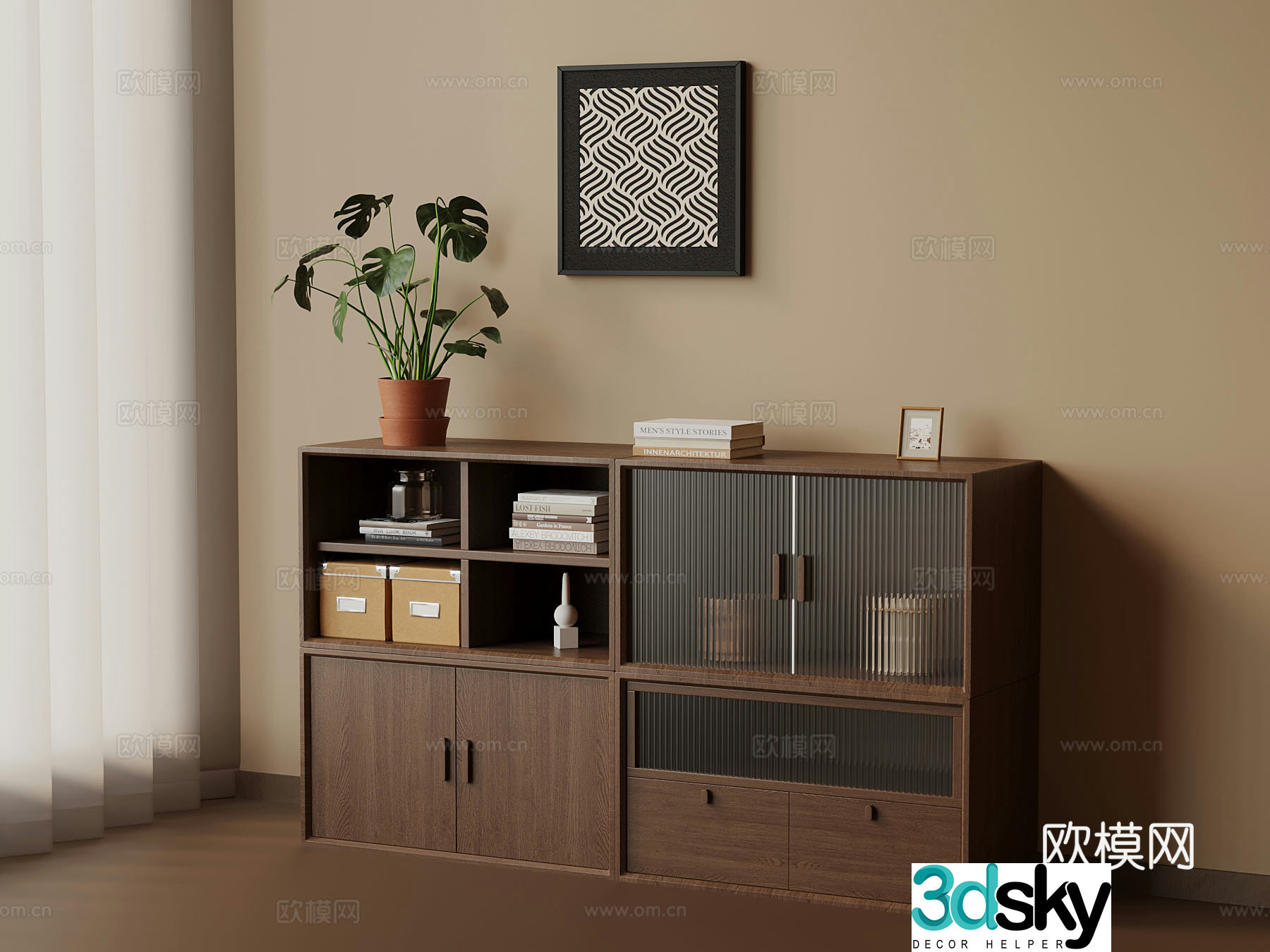 Middle-aged style porch cabinet side cabinet decorative ornaments 3D model