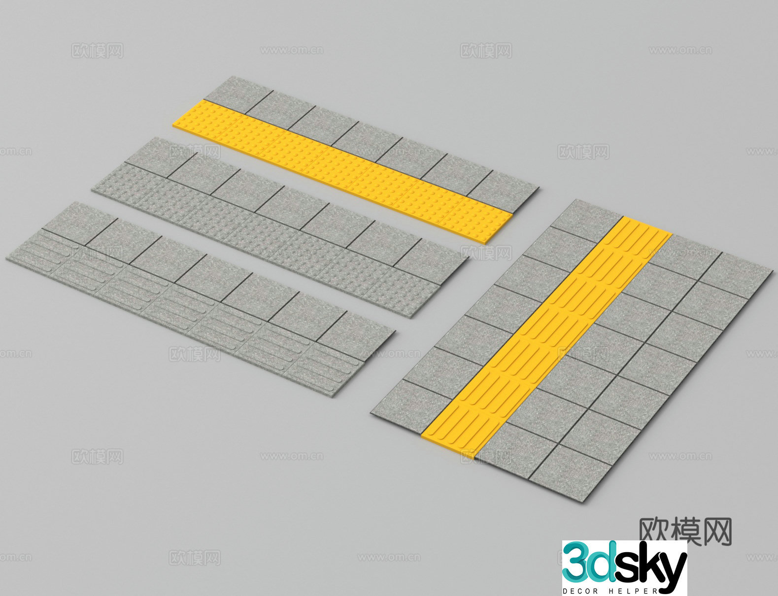 Municipal blind path bricks sidewalk blind path sidewalk paving 3D model