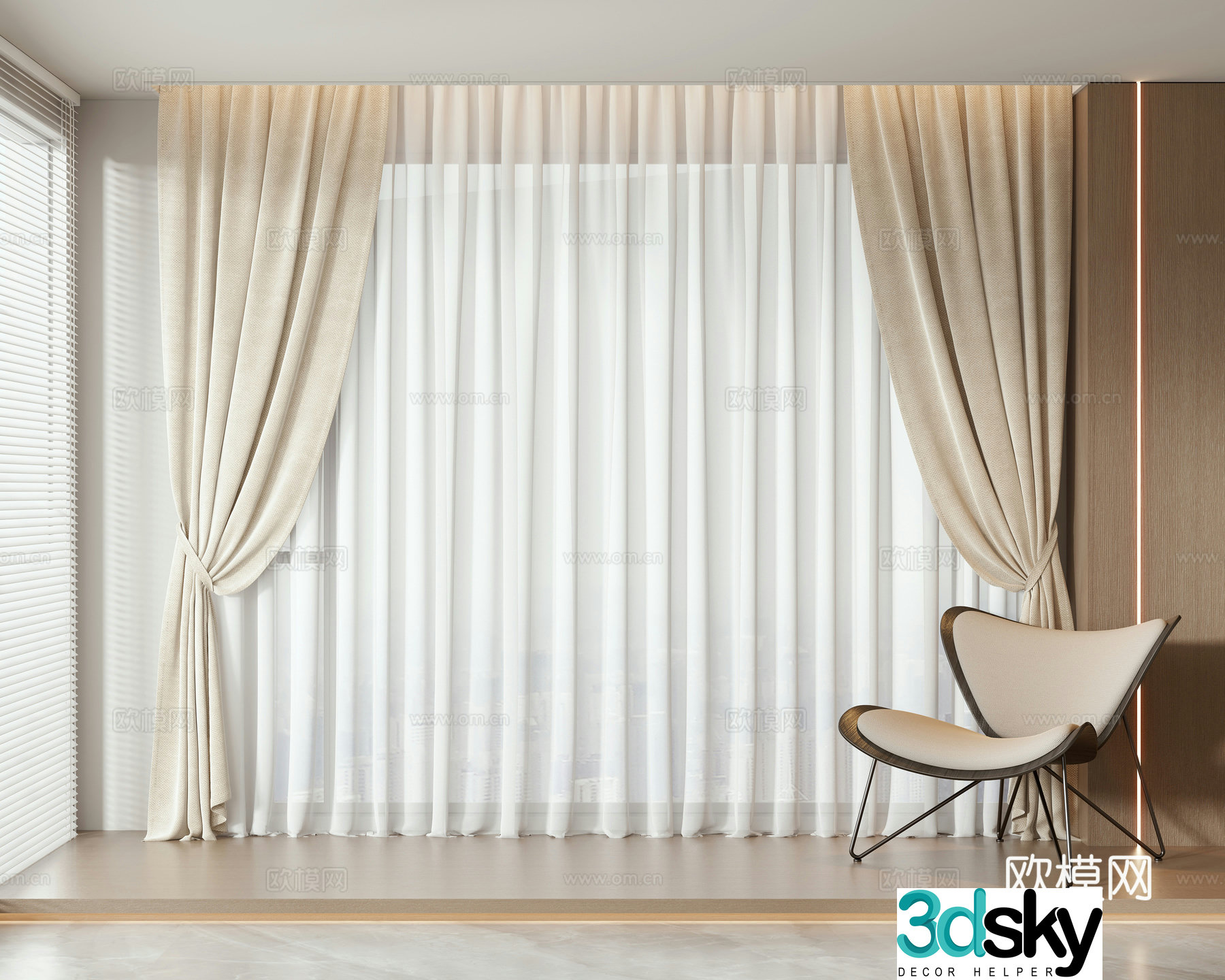 Modern curtain 3d model