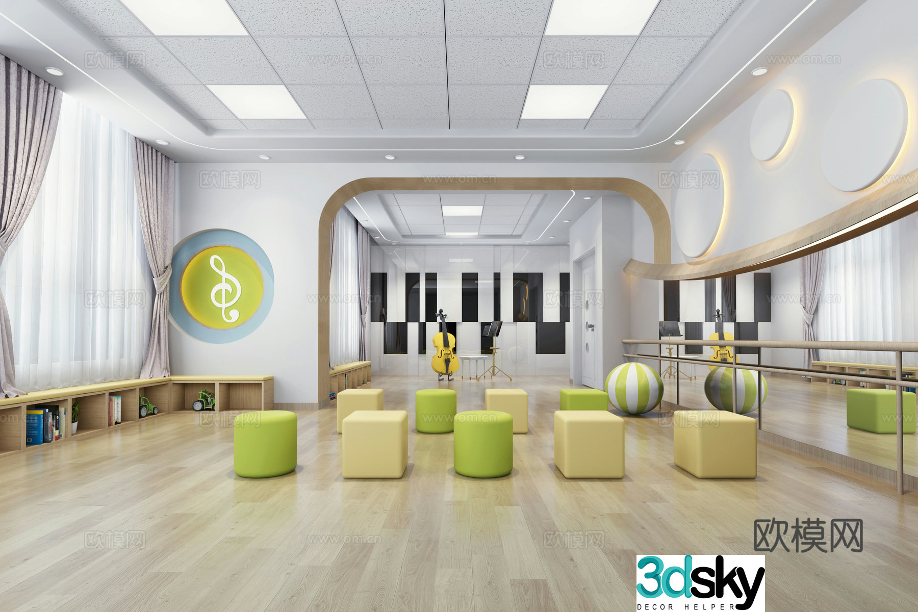 Kindergarten music classroom dance music classroom 3d model