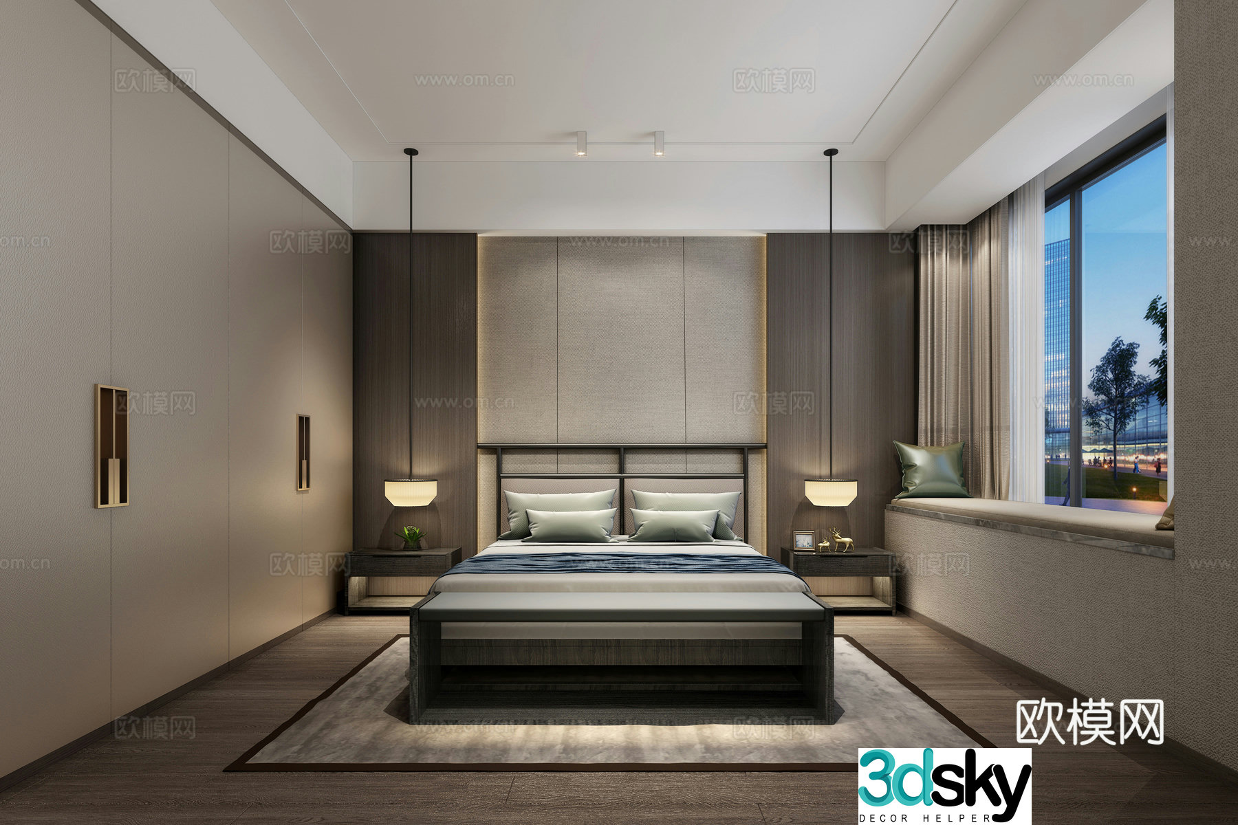 New Chinese bedroom 3D model