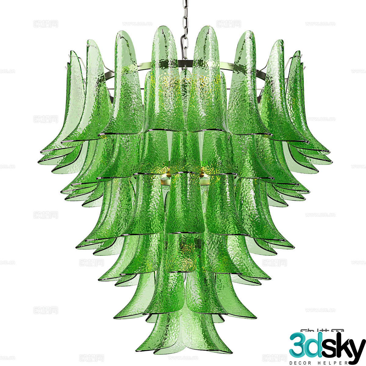 New Chinese style light luxury glass feather chandelier 3D model