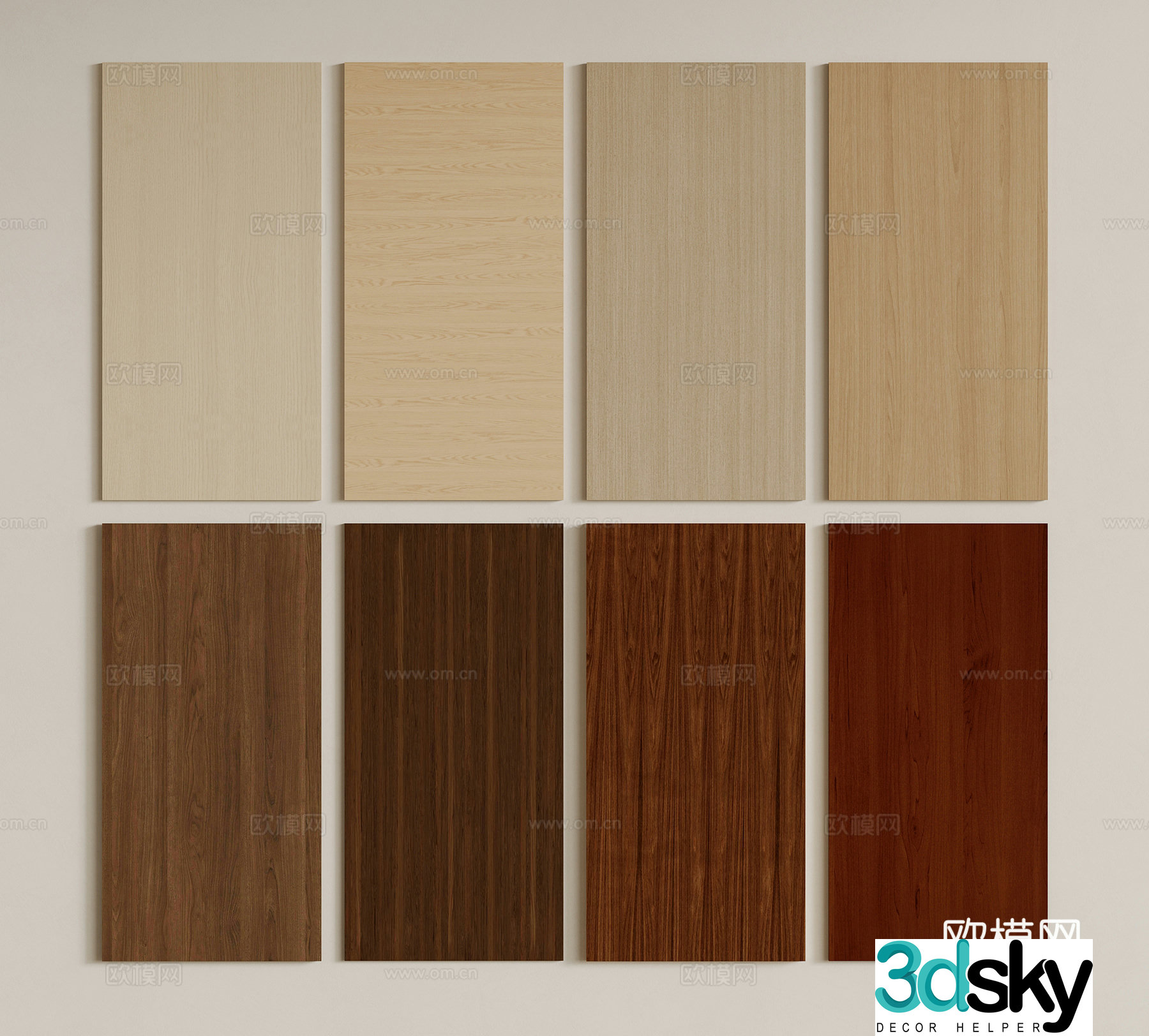 Modern wood veneer wall panel 3d model